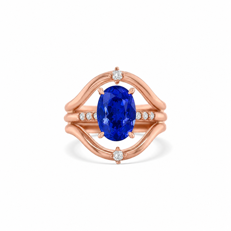 Oval Tanzanite Split Shank Diamond Ring