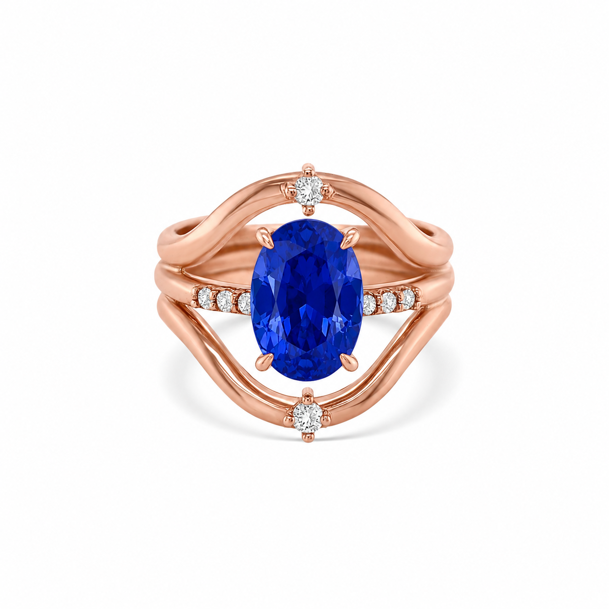 Oval Tanzanite Split Shank Diamond Ring