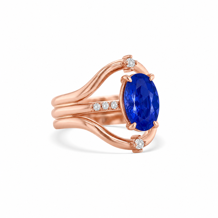Oval Tanzanite Split Shank Diamond Ring