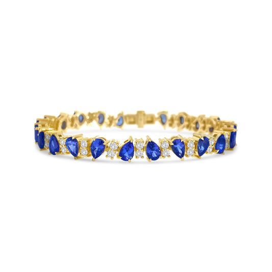 Pear Cut Tanzanite Diamond Tennis Bracelet