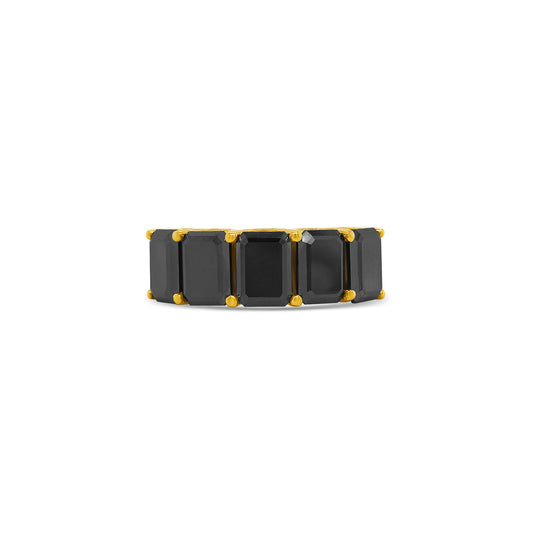 Emerald Cut Black Diamond Half Eternity Ring