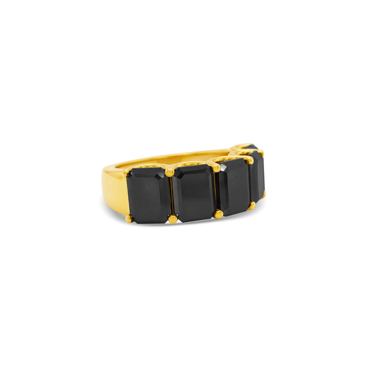 Emerald Cut Black Diamond Half Eternity Ring