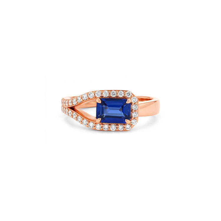Marquise Cut Tanzanite Split Shank Halo Diamond Ring