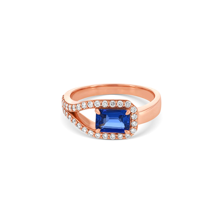 Marquise Cut Tanzanite Split Shank Halo Diamond Ring