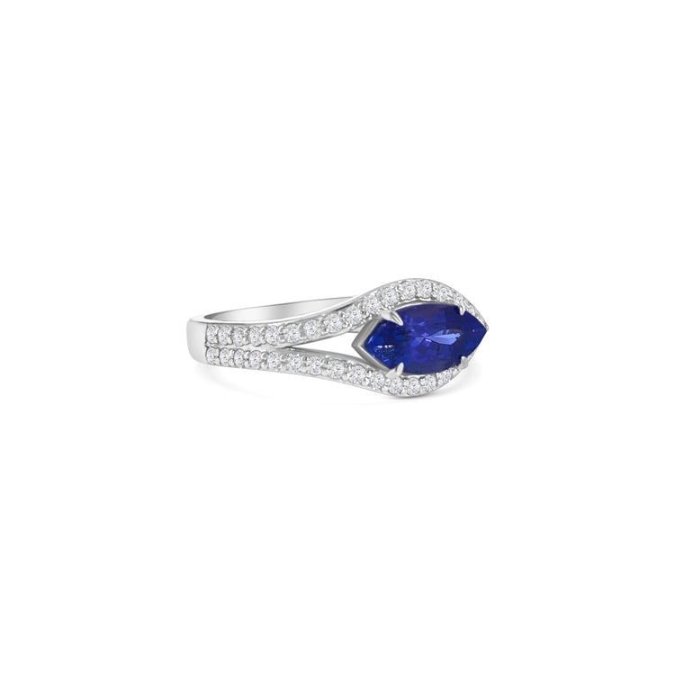 Marquise Cut Tanzanite Diamond Halo Ring