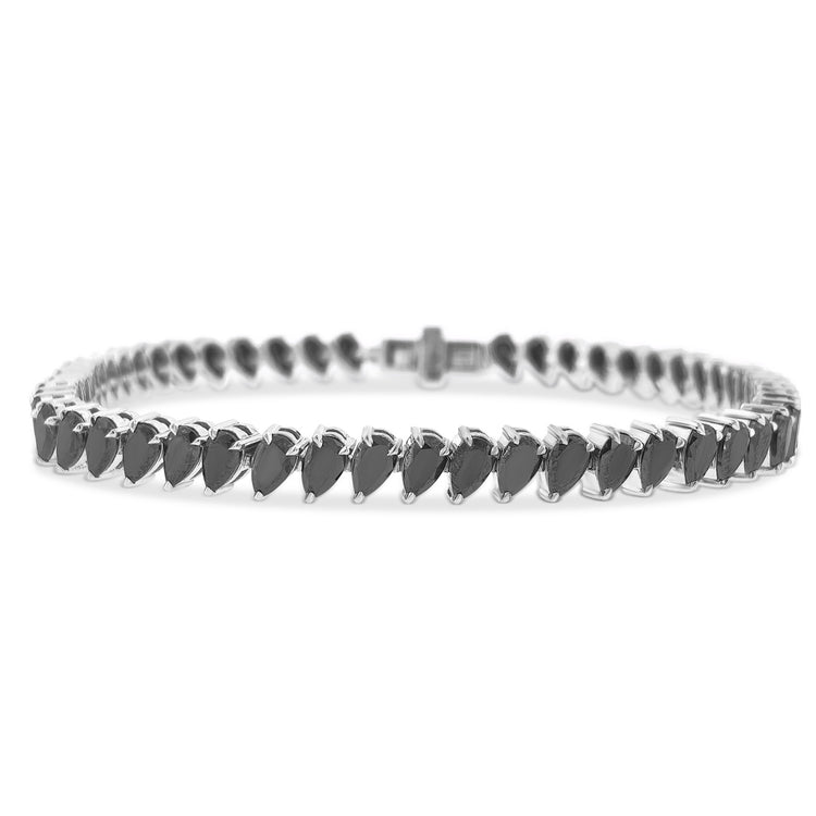 Pear Cut Black Diamond Tennis Bracelet