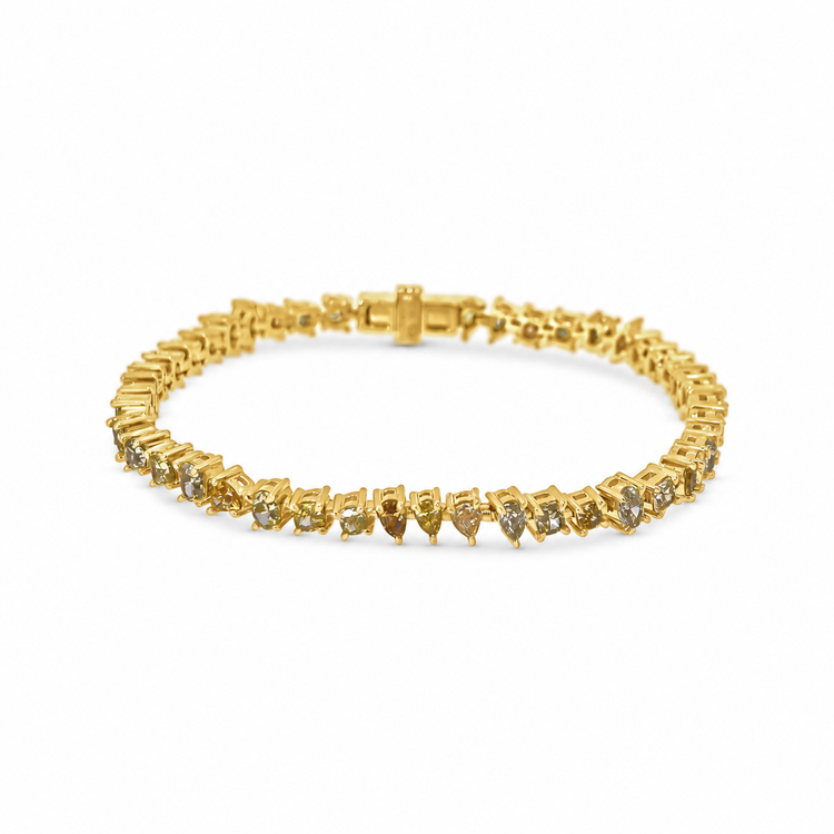 Fancy Yellow & Brown Multi Shaped Diamond Tennis Bracelet