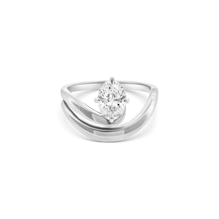 Oval Cut Diamond Bypass Solitaire Ring