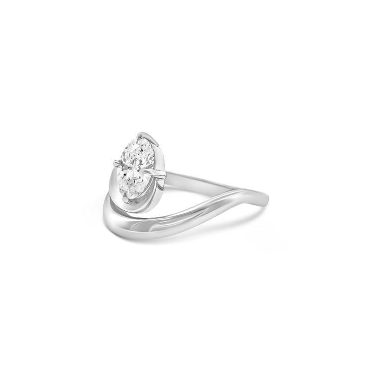 Oval Cut Diamond Bypass Solitaire Ring