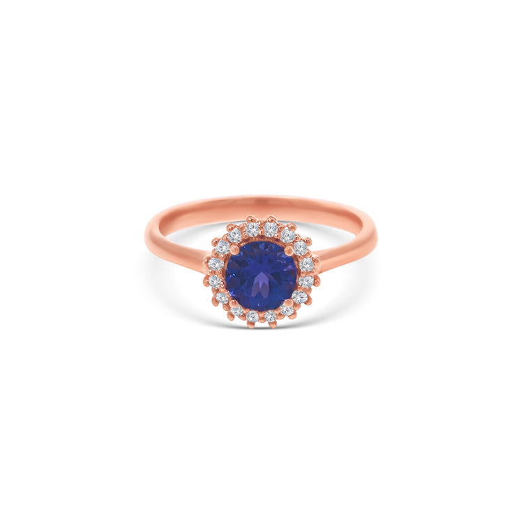 Oval Cut Tanzanite Diamond Halo Ring