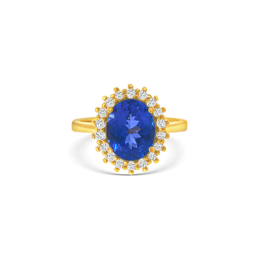Oval Cut Tanzanite Diamond Halo Ring