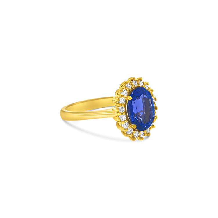 Oval Cut Tanzanite Diamond Halo Ring