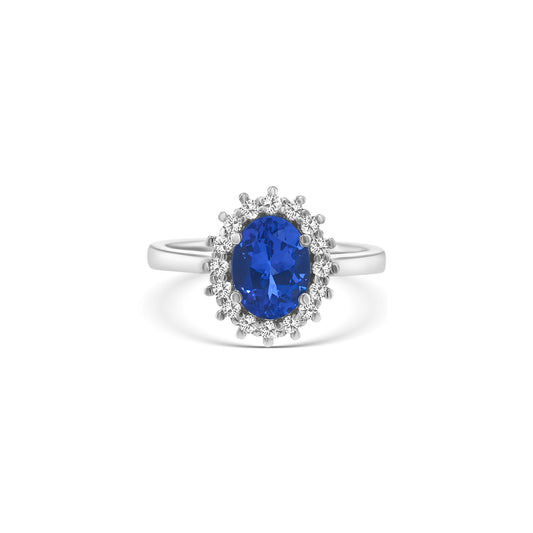 Oval Cut Tanzanite Diamond Halo Ring