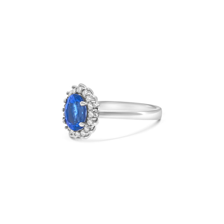 Oval Cut Tanzanite Diamond Halo Ring