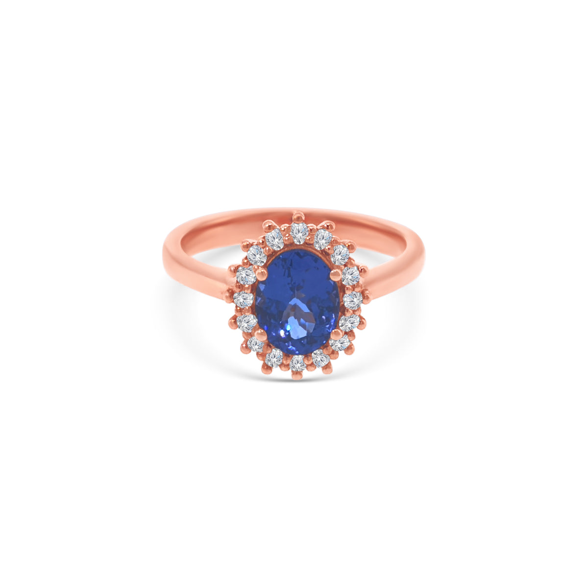Oval Cut Tanzanite Diamond Halo Ring