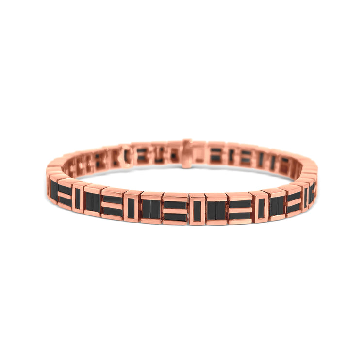 Baguette Cut Black Diamond Tennis Bracelet