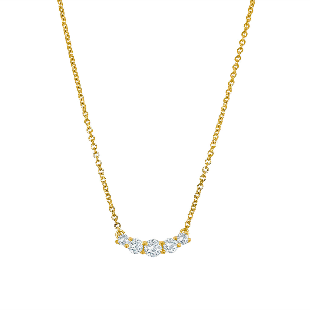 5 Stone Round Brilliant Diamond Necklace