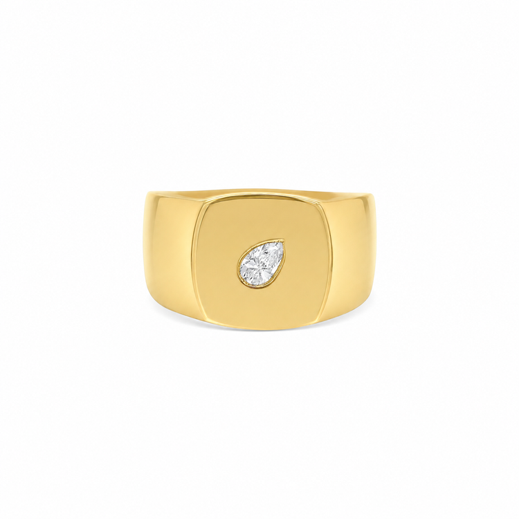 Pear Shape Signet Diamond Ring