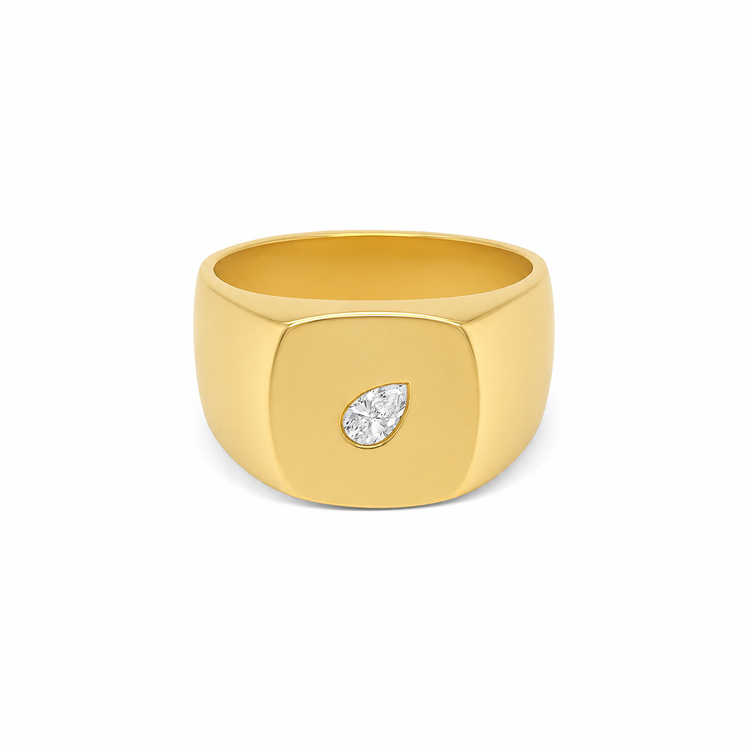Pear Shape Signet Diamond Ring
