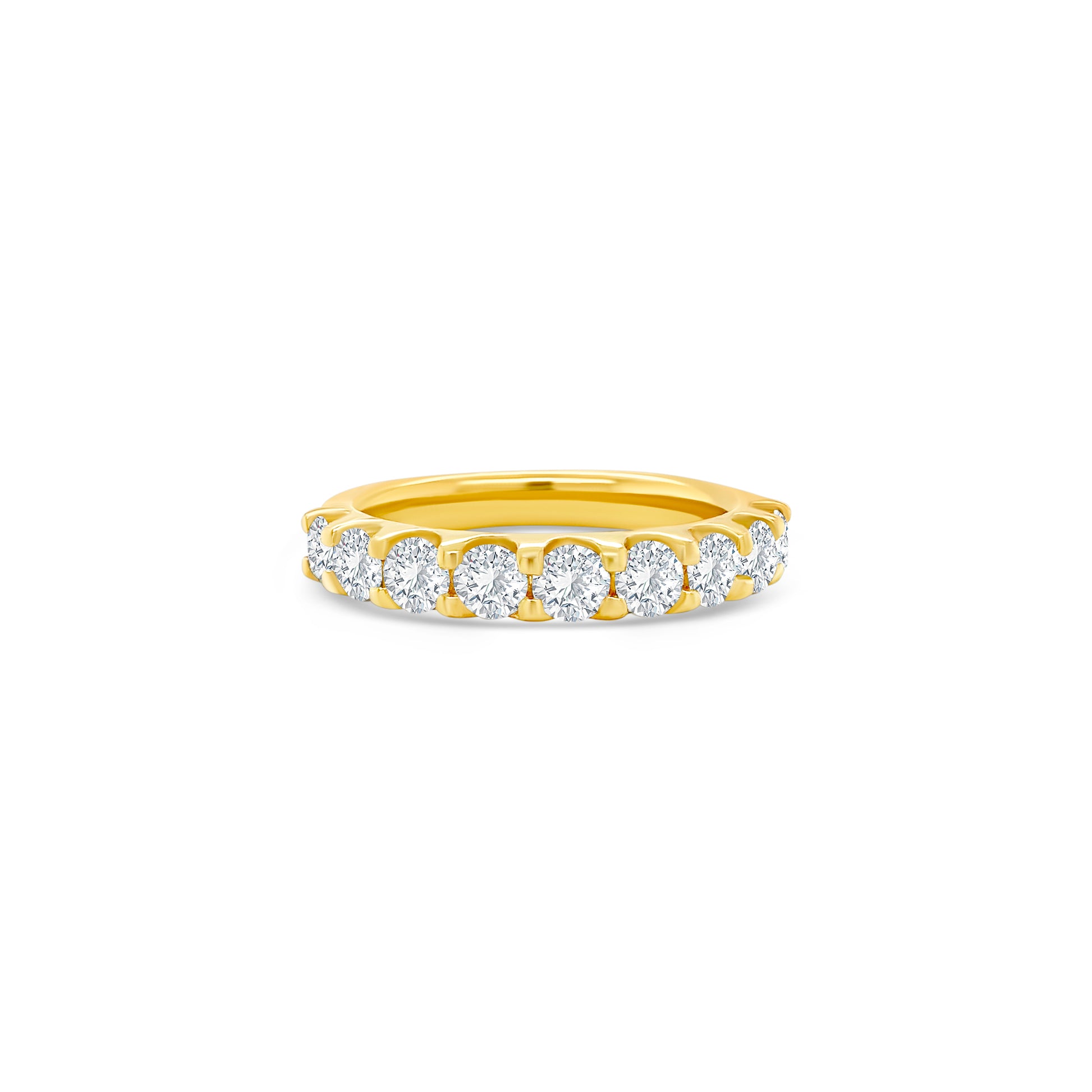 "Round brilliant half eternity diamond ring, exquisite jewelry piece, sparkling diamond accents, elegant design, luxurious accessory, fine craftsmanship, timeless beauty, symbol of love and commitment, perfect gift for a special occasion."