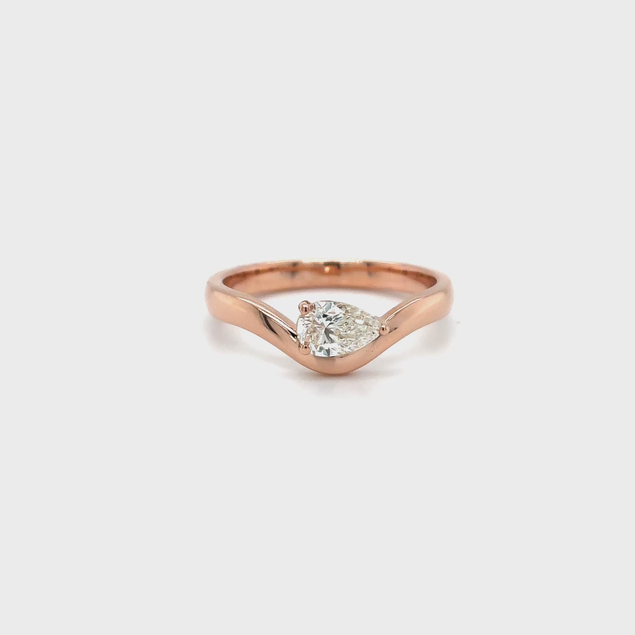pear shape diamond ring, rose gold solitaire ring, pear solitaire engagement ring, rose gold diamond ring, romantic diamond ring