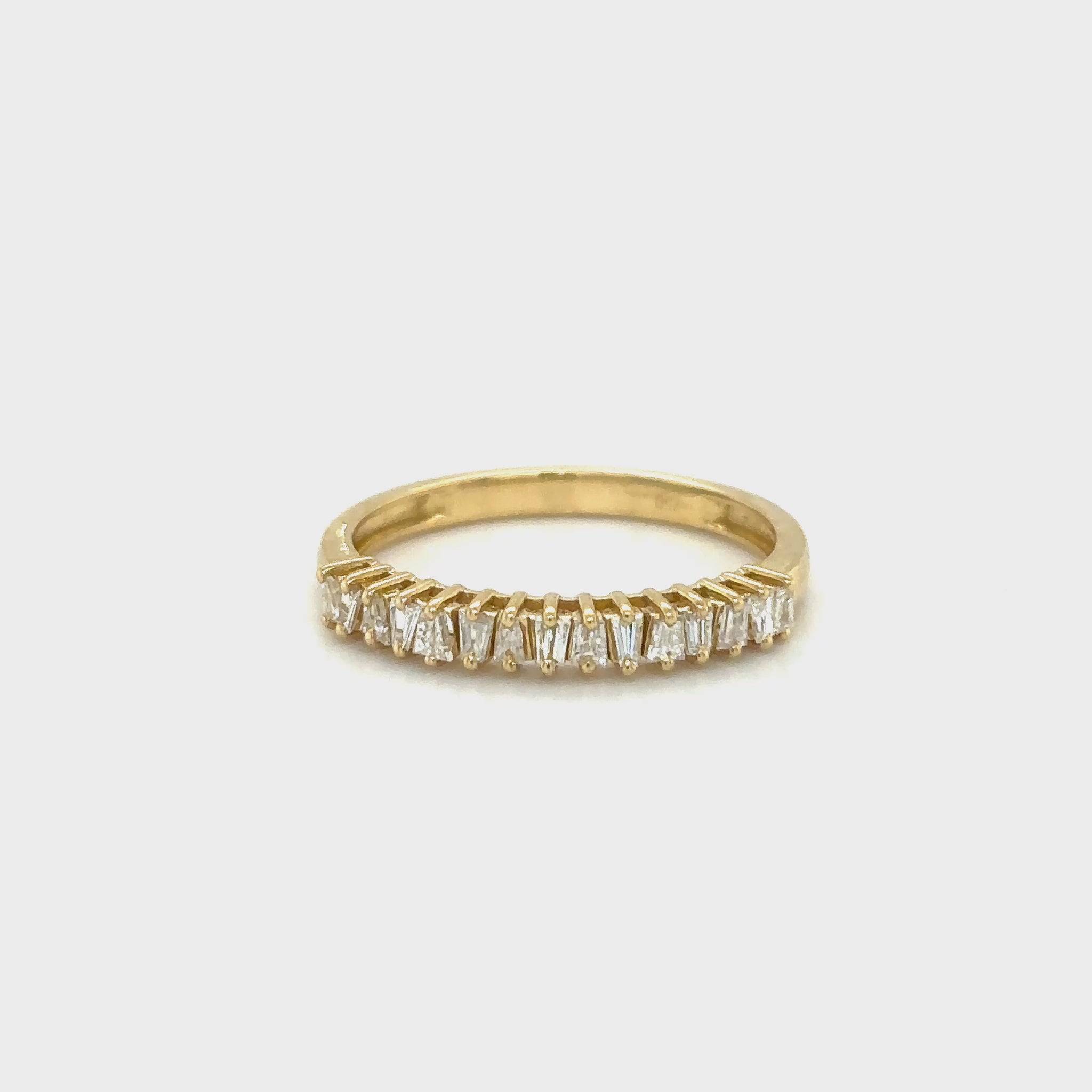 tapered baguette diamond band, half eternity wedding ring, diamond stacking ring, baguette eternity band, minimalist diamond ring, modern engagement band, sleek diamond ring