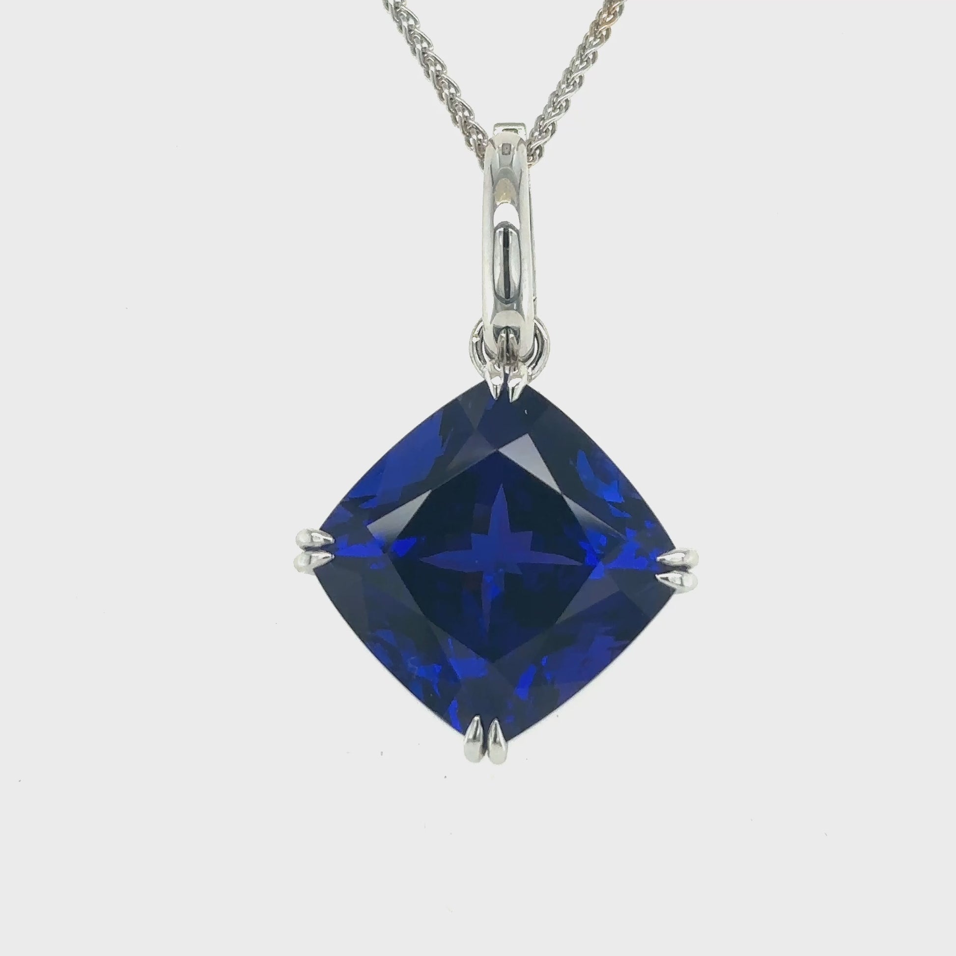 cushion cut tanzanite pendant, tanzanite gemstone necklace, tanzanite jewelry, cushion tanzanite pendant, elegant tanzanite necklace