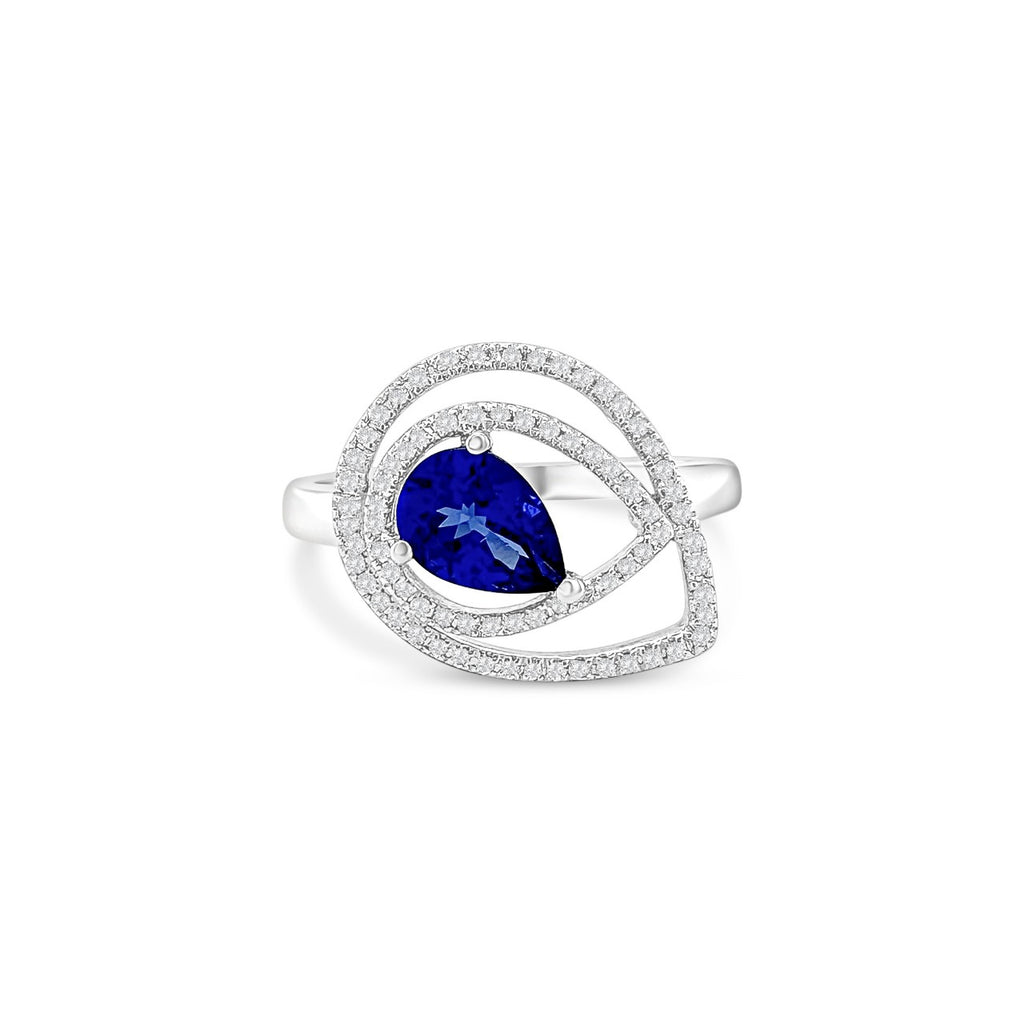 "Pear Shape Tanzanite & Diamond Halo Ring," "Exquisite Pear Shape Tanzanite Ring," "Luxurious Diamond Halo Jewelry," "Elegant Pear Shape Gemstone Ring," "Fine Jewelry with Pear Shape Tanzanite and Diamonds," "High-Quality Diamond Halo Tanzanite Ring," "Statement Pear Shape Gemstone and Diamond Ring," "Sparkling Tanzanite and Diamond Halo Jewelry," "Beautiful Pear Shape Gemstone Ring," "Fashionable Tanzanite & Diamond Halo Ring."
