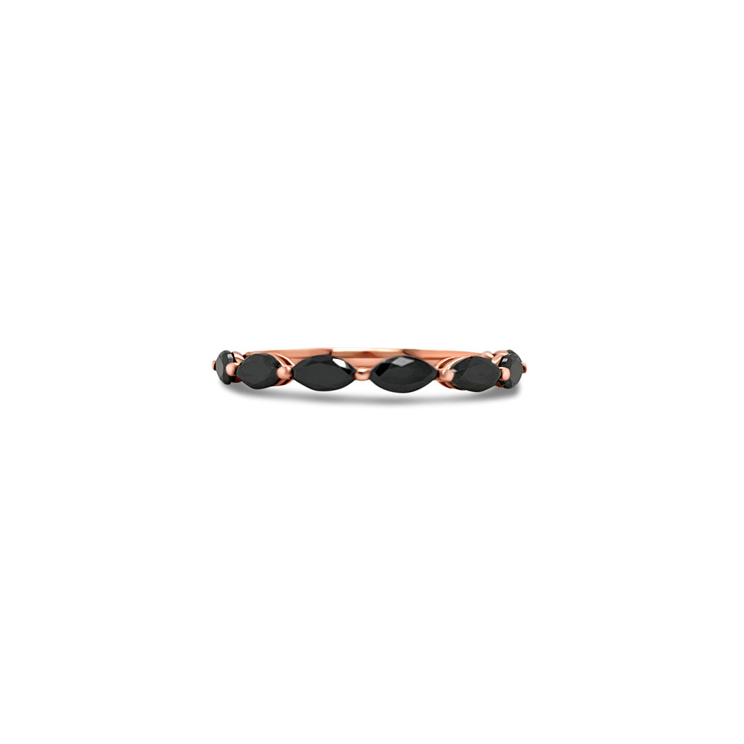 Marquise Black Diamond Eternity Band in Rose Gold 1.00ct Black Diamond Ring with Marquise Cut Diamonds Romantic Rose Gold Anniversary Band Timeless and Elegant Black Diamond Jewelry Luxurious Rose Gold Setting with Marquise Black Diamonds Sophisticated Black Diamond Eternity Ring Symbol of Eternal Love: Marquise Black Diamond Eternity Band Stunning 1.00 Carat Black Diamond Rose Gold Ring