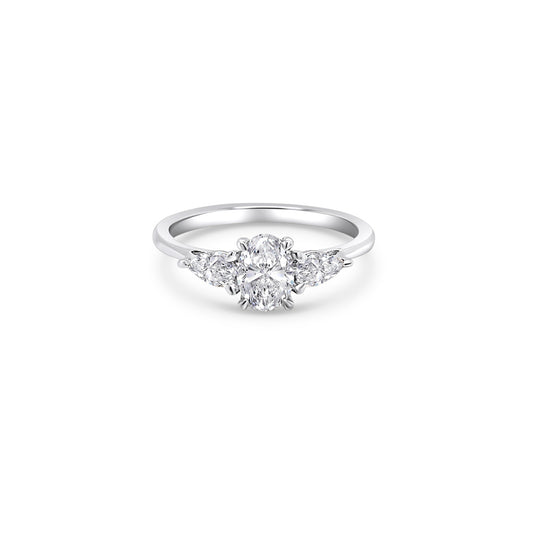 1.00ct Oval & Pear Shape Trilogy Diamond Ring ,A classic and timeless trilogy setting is always a great investment and an extremely popular choice when choosing a diamond engagement ring.  Symbolizing yesterday, today, and tomorrow.