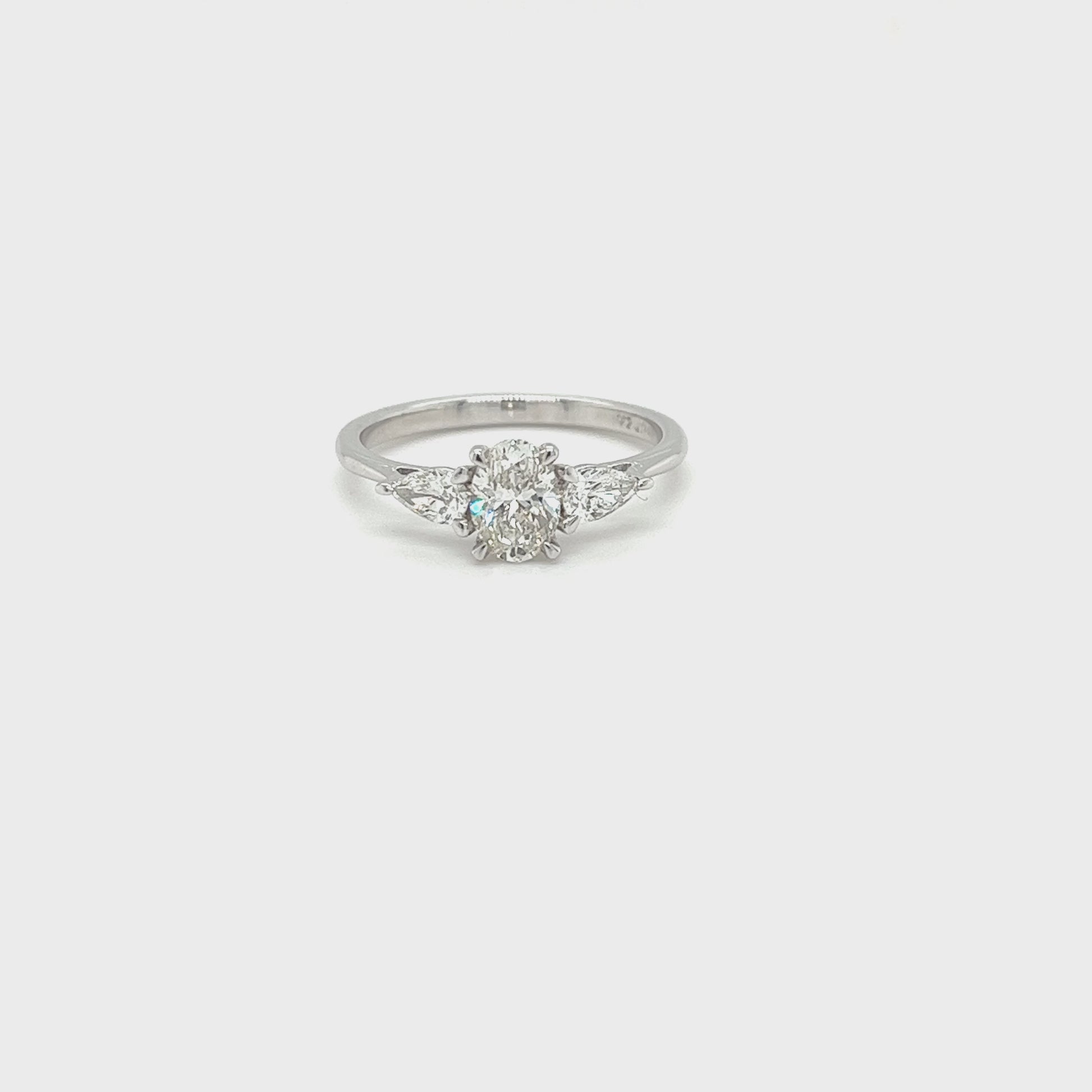 1.00ct Oval & Pear Shape Trilogy Diamond Ring ,A classic and timeless trilogy setting is always a great investment and an extremely popular choice when choosing a diamond engagement ring.  Symbolizing yesterday, today, and tomorrow.