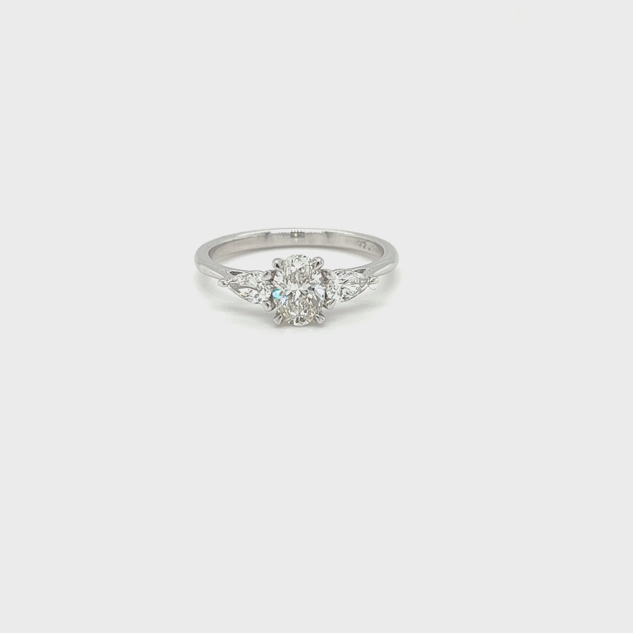 1.00ct Oval & Pear Shape Trilogy Diamond Ring ,A classic and timeless trilogy setting is always a great investment and an extremely popular choice when choosing a diamond engagement ring.  Symbolizing yesterday, today, and tomorrow.